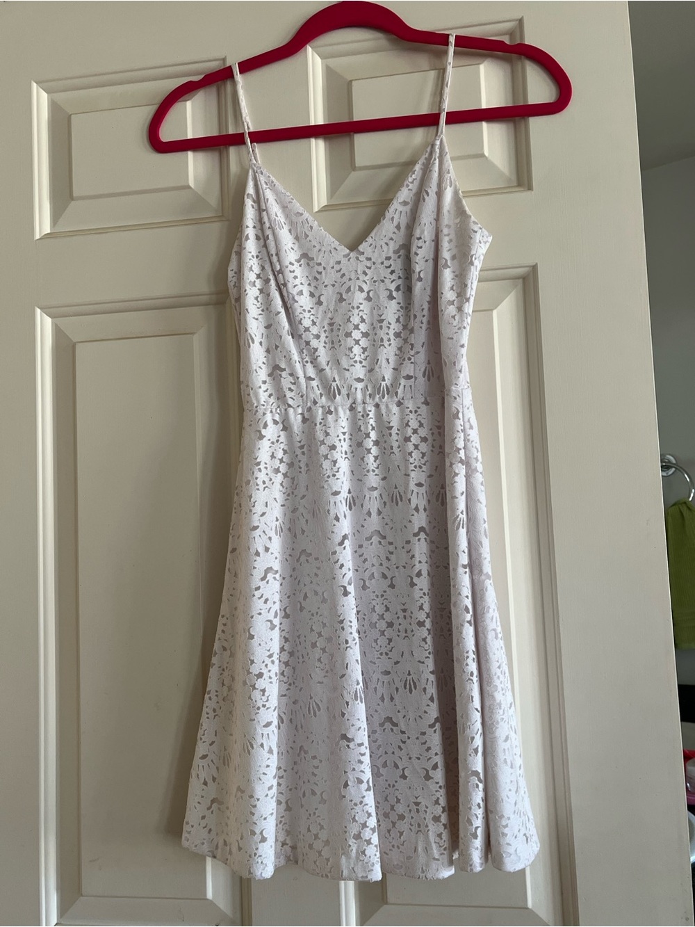 Aqua White Lace Spaghetti-Strap Mini Dress